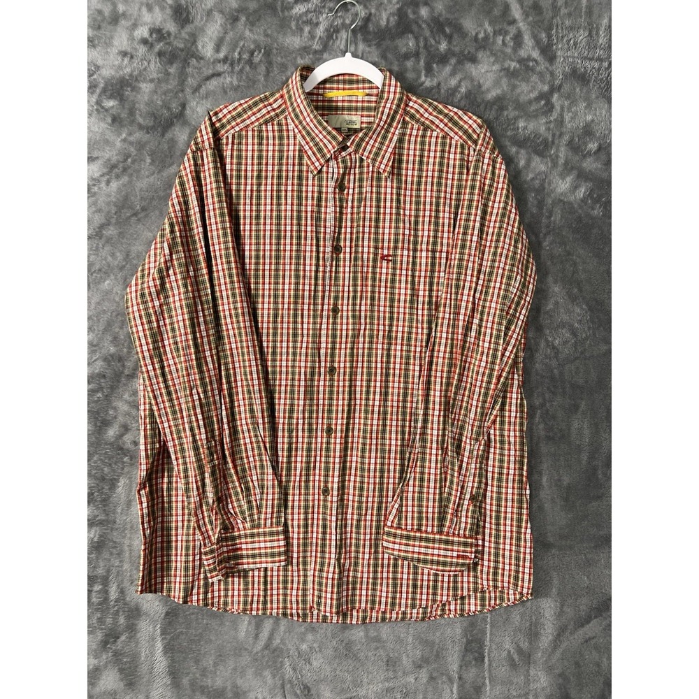Camel Active Mens XXL Plaid Button Down Shirt Long Sleeve Red Green Outdoor